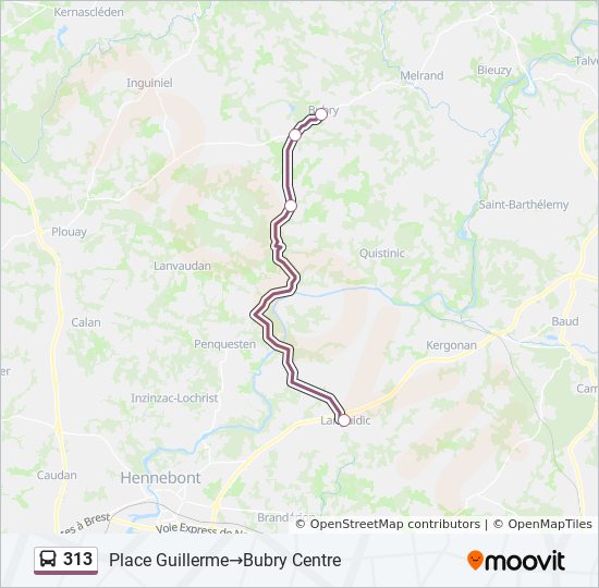 Plan de la ligne 313 de bus