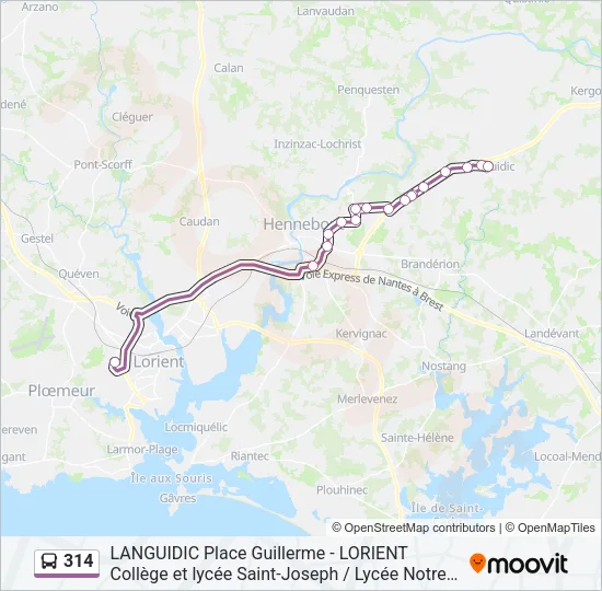 314 Bus Line Map