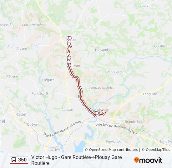 Plan de la ligne 350 de bus