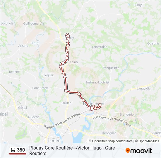 Mapa de 350 de autobús