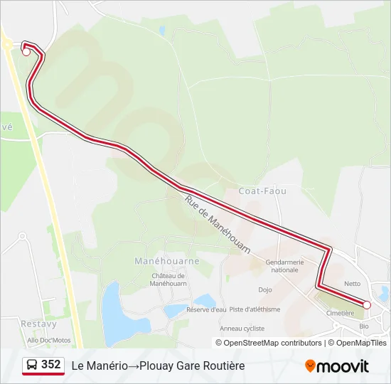 Plan de la ligne 352 de bus