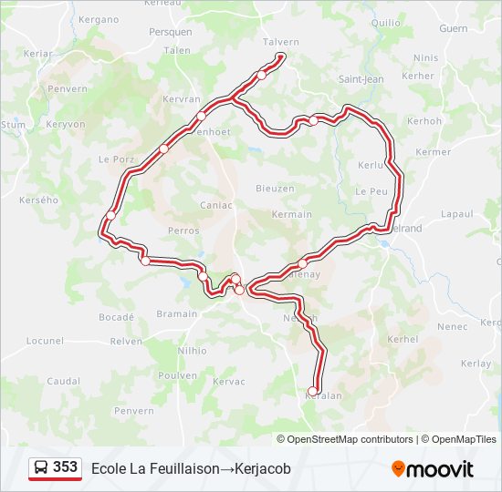 Mapa de 353 de autobús