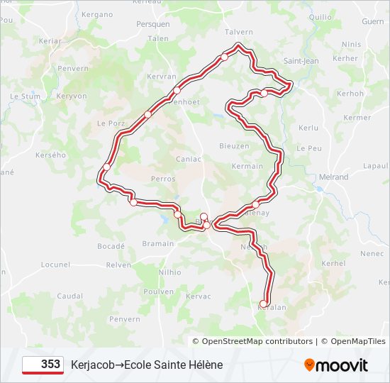 Mapa de 353 de autobús