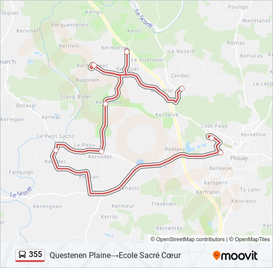 Mapa de 355 de autobús