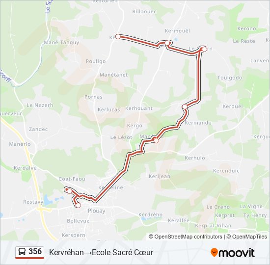 Plan de la ligne 356 de bus