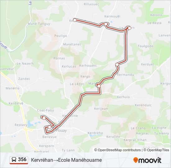 Mapa de 356 de autobús