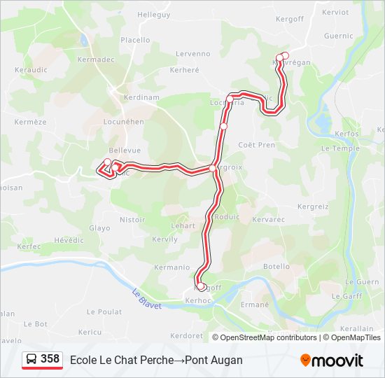 Mapa de 358 de autobús