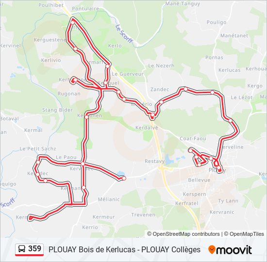 Plan de la ligne 359 de bus