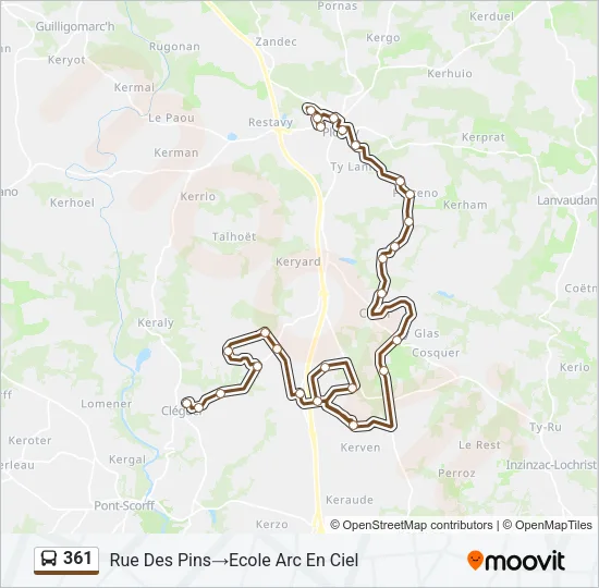 361 Bus Line Map