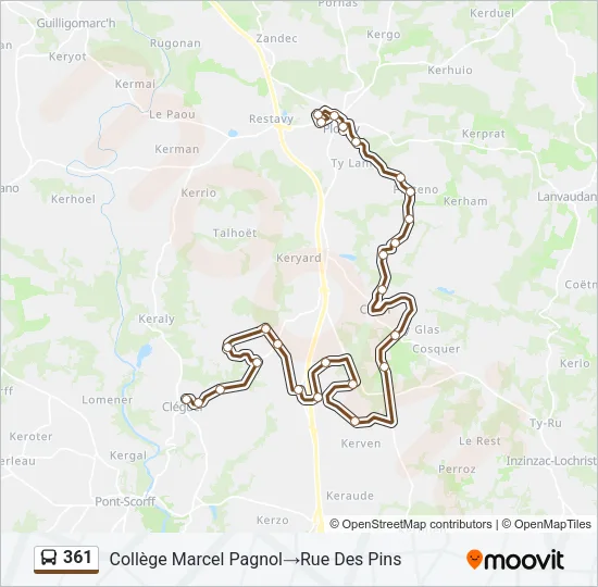361 Bus Line Map