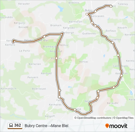 Plan de la ligne 362 de bus