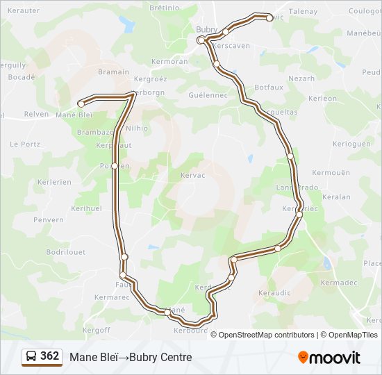 Plan de la ligne 362 de bus