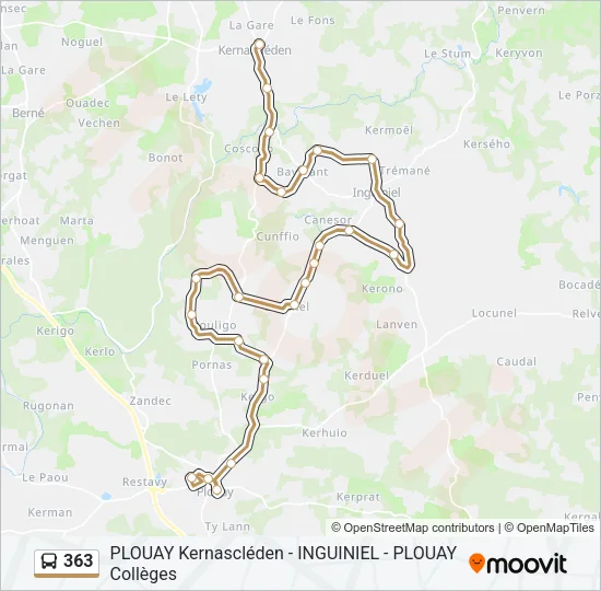 Plan de la ligne 363 de bus