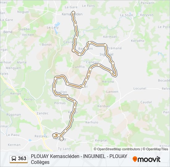 Plan de la ligne 363 de bus