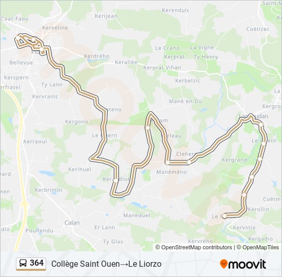 Plan de la ligne 364 de bus