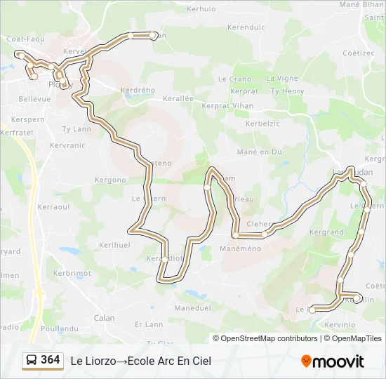 364 Bus Line Map