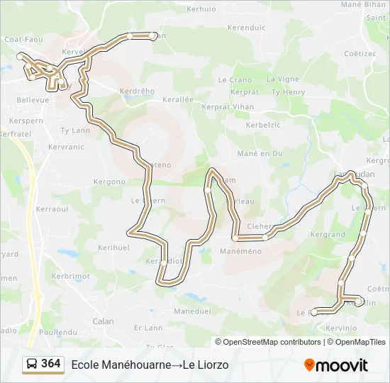 364 Bus Line Map