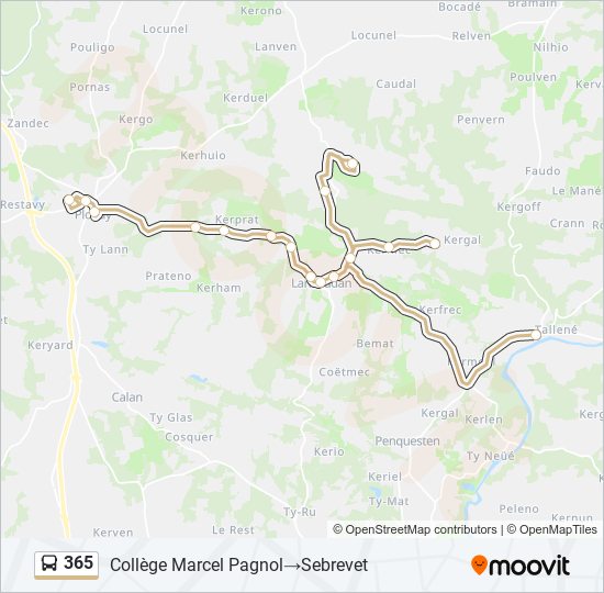 Plan de la ligne 365 de bus