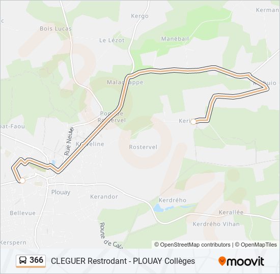 Mapa de 366 de autobús