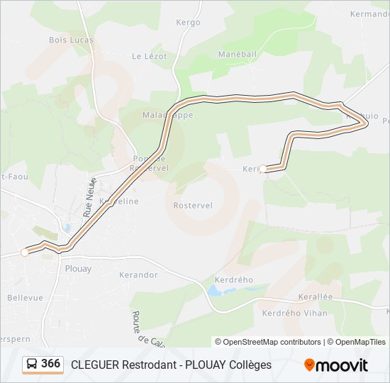 Plan de la ligne 366 de bus