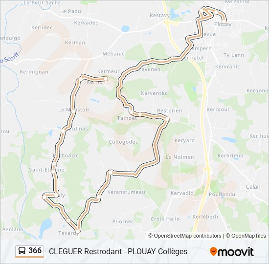 Mapa de 366 de autobús