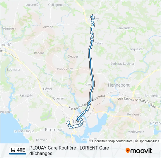 40E Bus Line Map