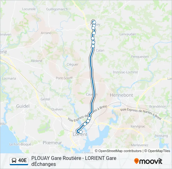 40E Bus Line Map