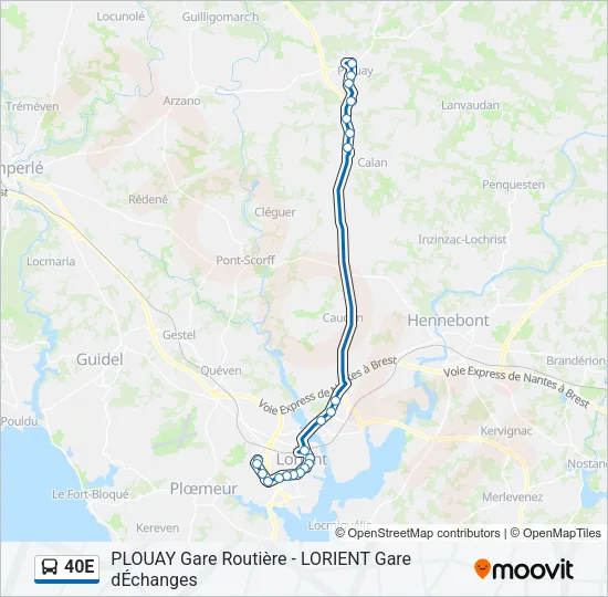 40E Bus Line Map