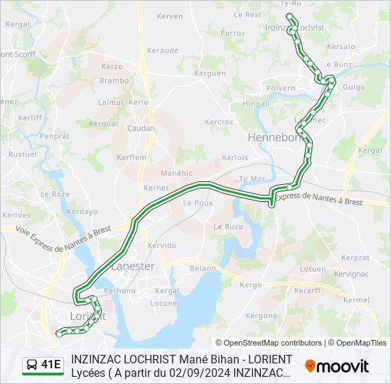 41E bus Line Map