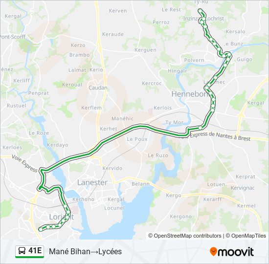 Mapa de 41E de autobús