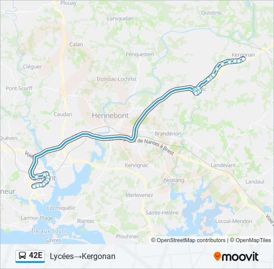 Mapa de 42E de autobús