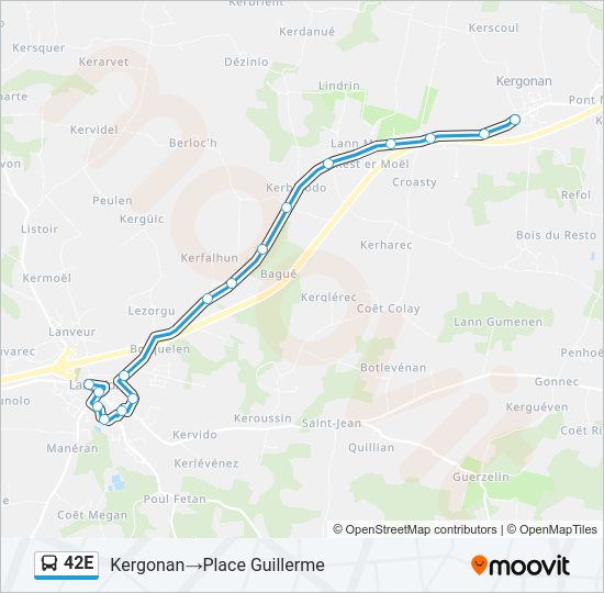 Plan de la ligne 42E de bus