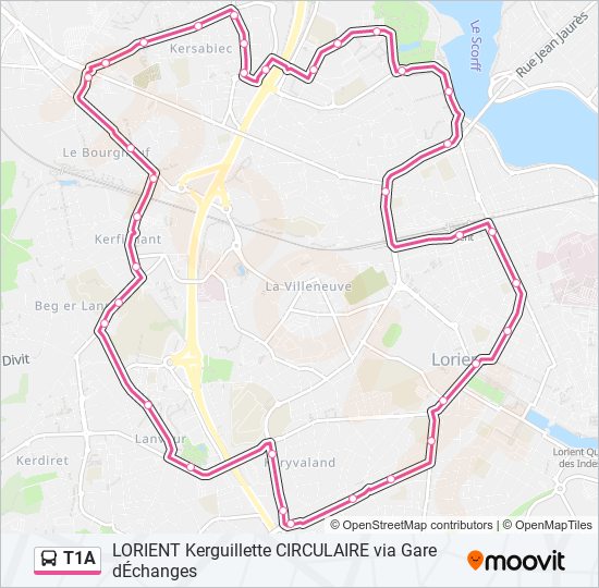 Mapa de T1A de autobús