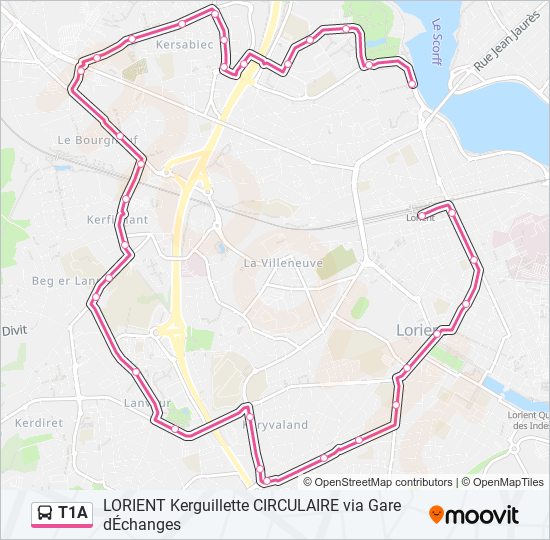 Mapa de T1A de autobús