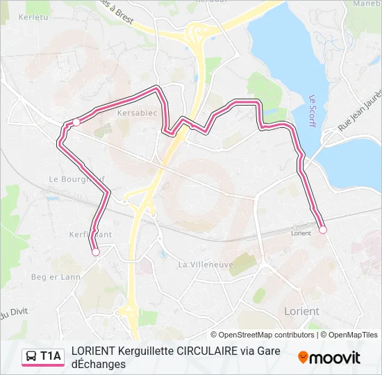 T1A Bus Line Map