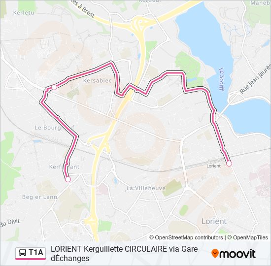 T1A bus Line Map