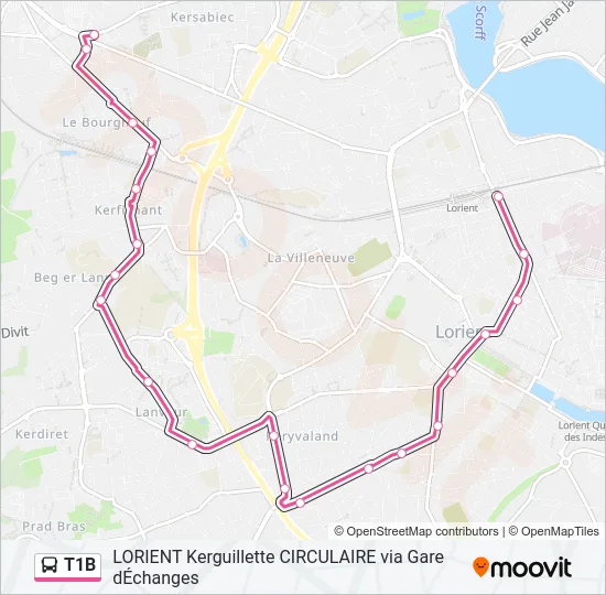 T1B Bus Line Map