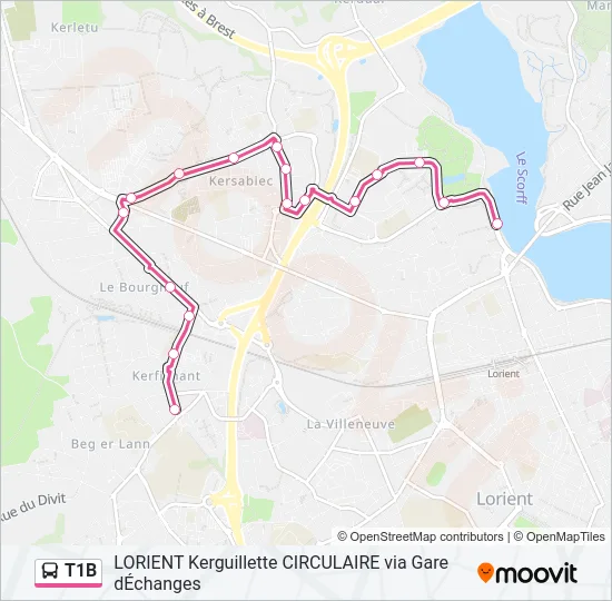 T1B Bus Line Map