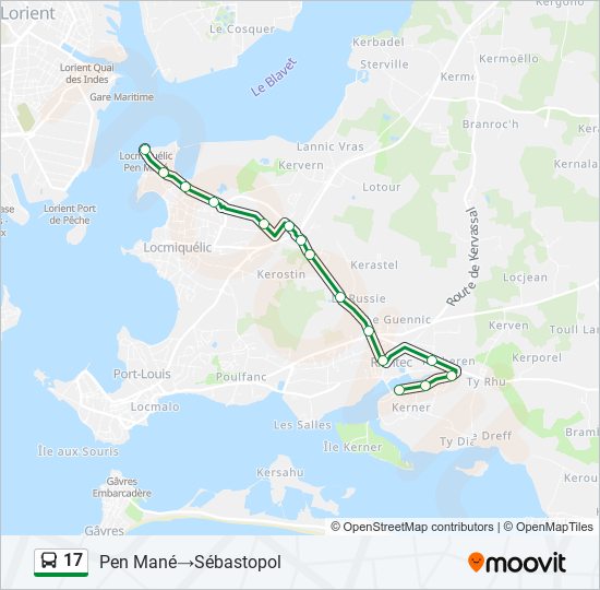 Plan de la ligne 17 de bus