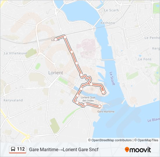 Plan de la ligne 112 de bus