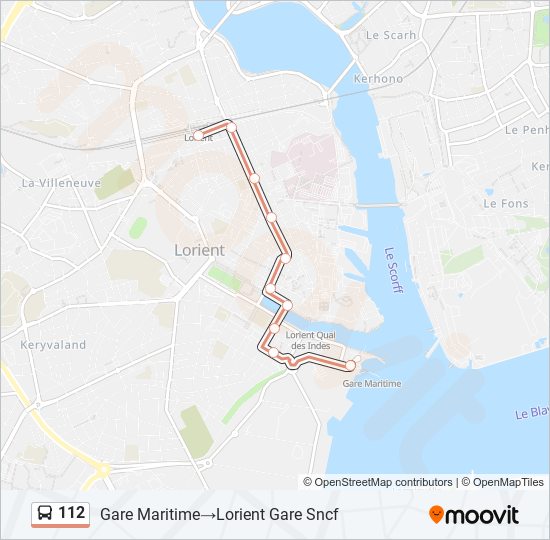 Plan de la ligne 112 de bus