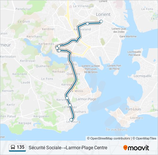 Mapa de 135 de autobús