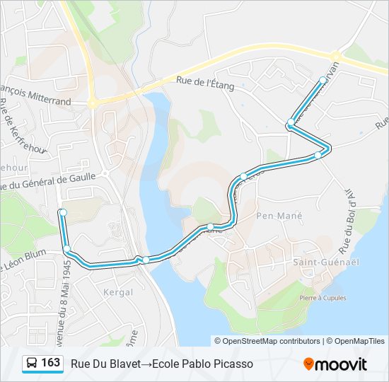 163 bus Line Map