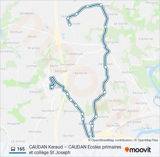 Plan de la ligne 165 de bus