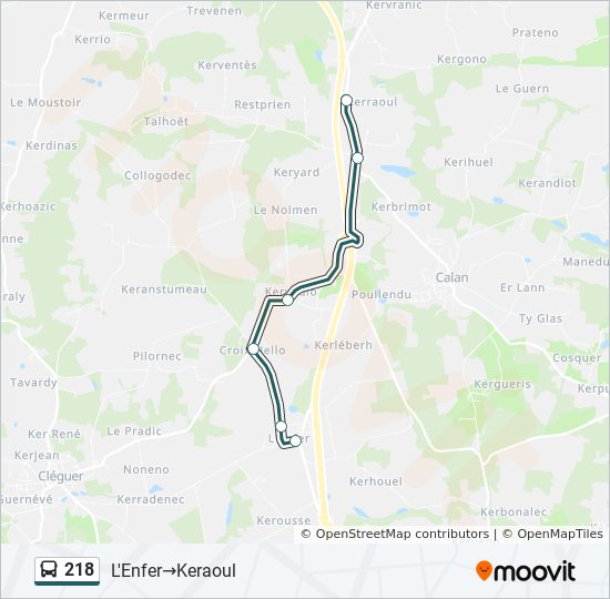 218 bus Line Map