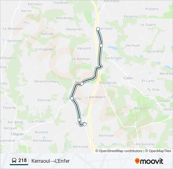 Plan de la ligne 218 de bus