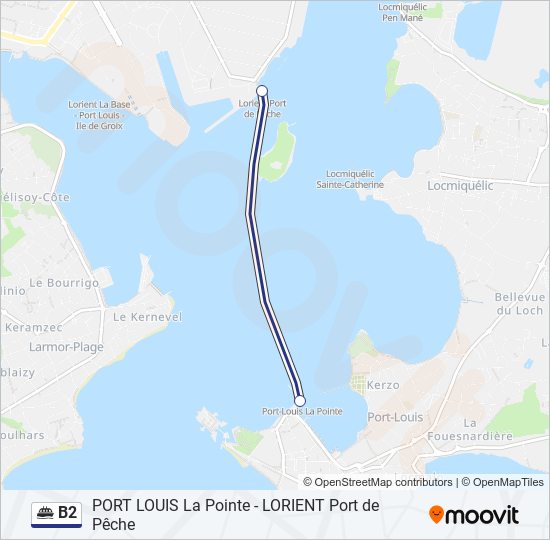 Plan de la ligne B2 de ferry