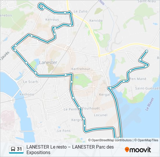 Plan de la ligne 31 de bus