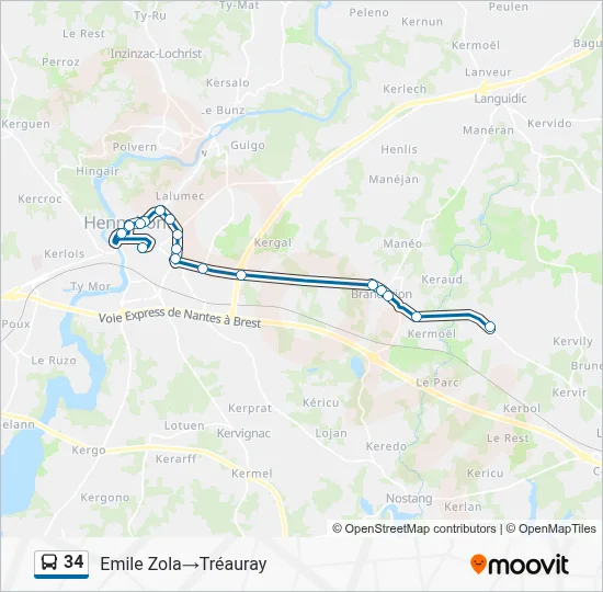 34 Bus Line Map