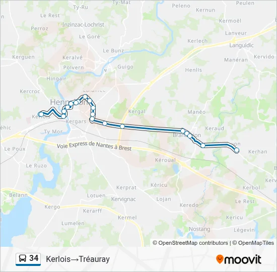 34 Bus Line Map